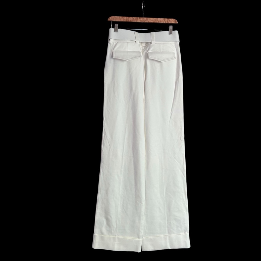 NWT VB Belted Wide‑Leg Stretch Ponte Pants in Ivory Victoria Victoria Beckham - Picture 3 of 14